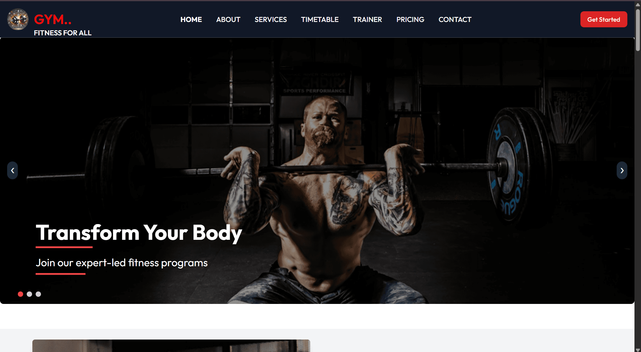 Gym website in Dotnet